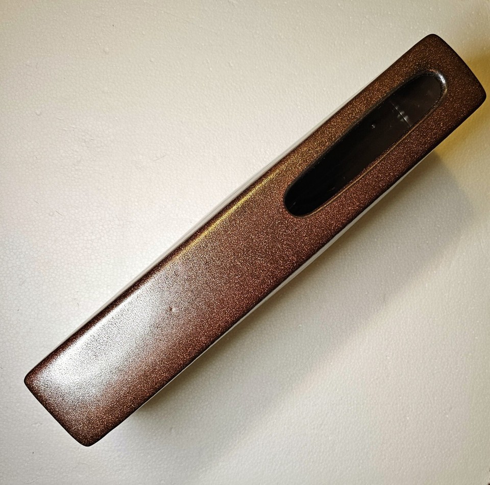 Vintage MCM Raku Pottery Vase 14.5” Rectangular Green Copper Drip Glaze