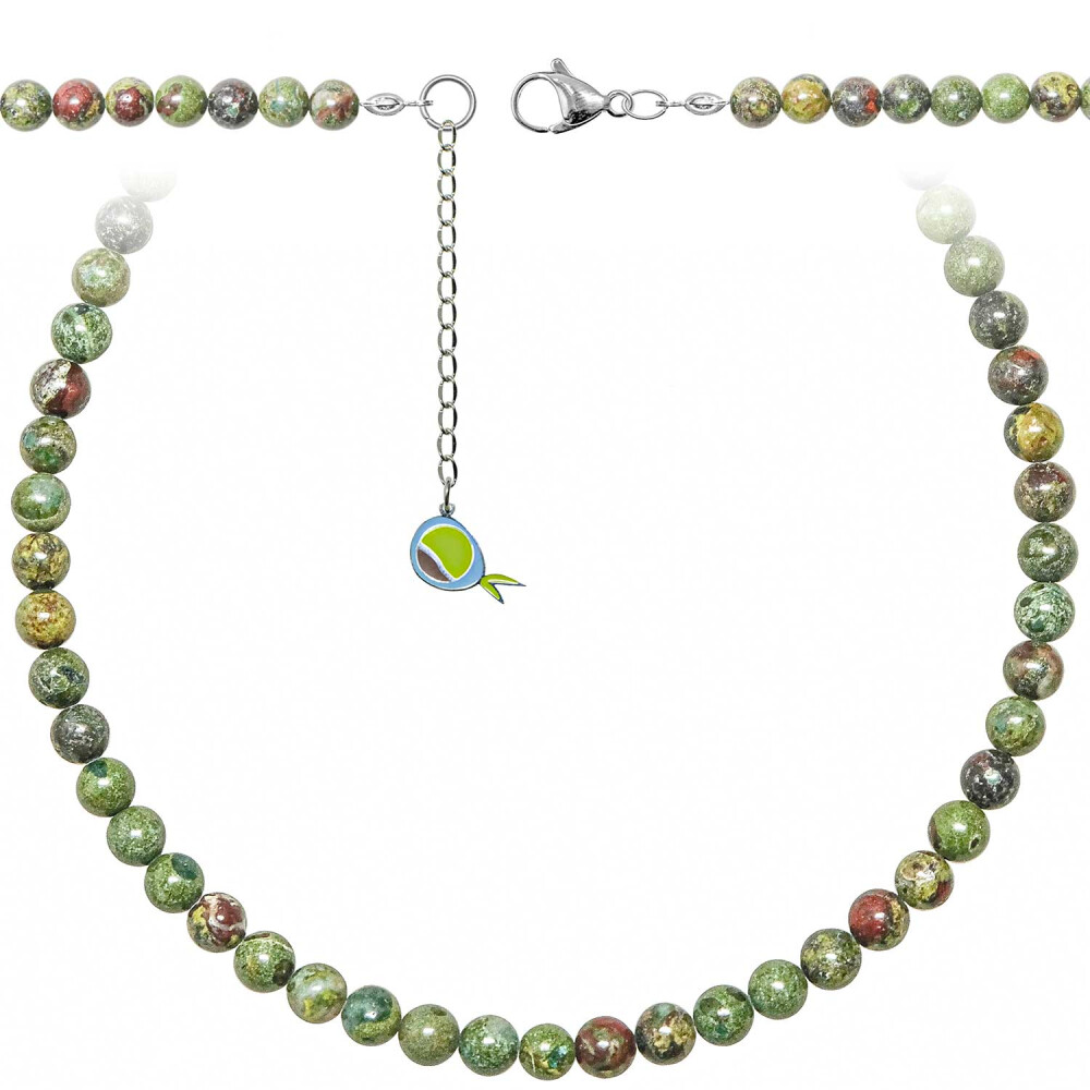 Collier jaspe héliotrope perles 6 mm pour méditation et style bohème