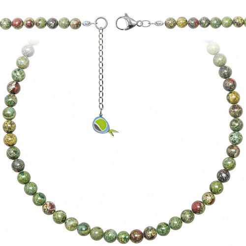 Bracelet En Pierre Naturelle – Jaspe Héliotrope – Perles Rondes 6 Mm – Vert