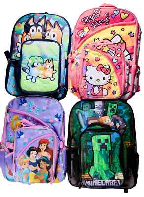 Bluey Hello Kitty Disney Princess Minecraft Backpack Detachable Lunch Tote Pack