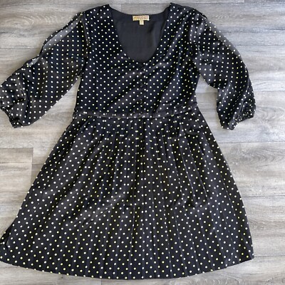 Girls Princess Vera Wang Dress Sz 0 Black Green Polka Dots Pleated Cold Shoulder