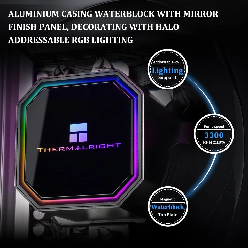 Thermalright Frozen Prism 240 Black Liquid CPU Water Cooler with 120mm PWM Fan - Image 4 of 4
