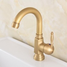 360  Swivel Single Handle One Hole Antique Brass Bathroom Vessel Sink Faucet