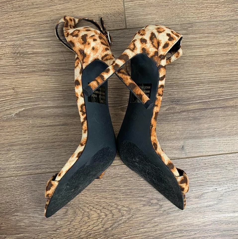 Para mujeres NUEVO Miss Lola Cheetah Leopardo Estampado Tirantes Hebilla Puntera Abierta Tacones, 7.5 Foto 3 de 4