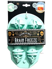 BRAIN FREEZE (1 SET of 2) SKULL SPOOKTACULAR SILICONE ICE CUBE MOLDS w/FUNNEL