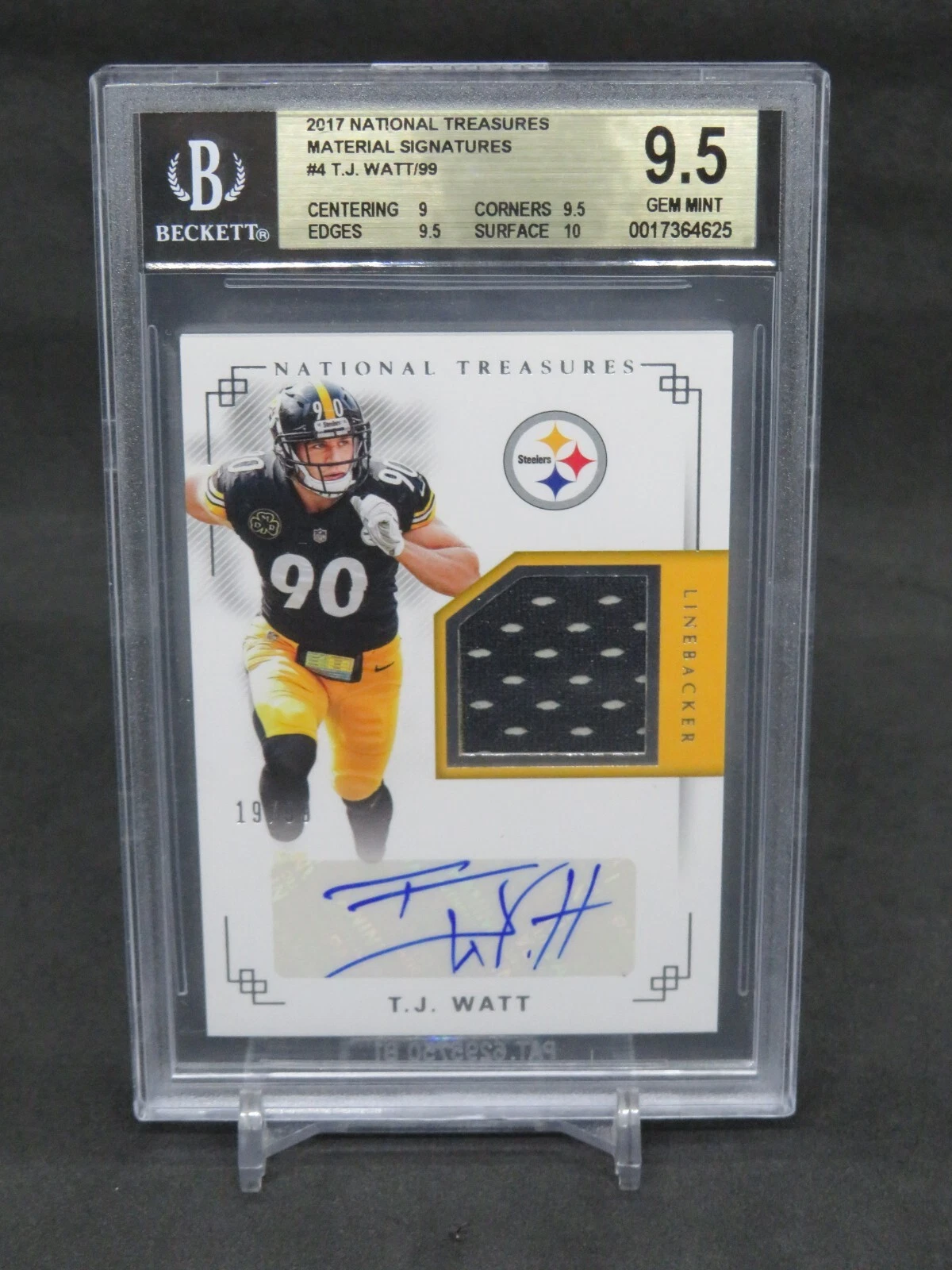 TJ Watt Panini National Treasures #203 Material Signature
