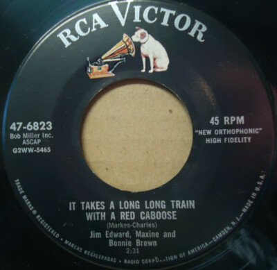 JIM EDWARD, MAXINE & Bonnie Brown - It Takes A Long Train - 45rpm Record Canada