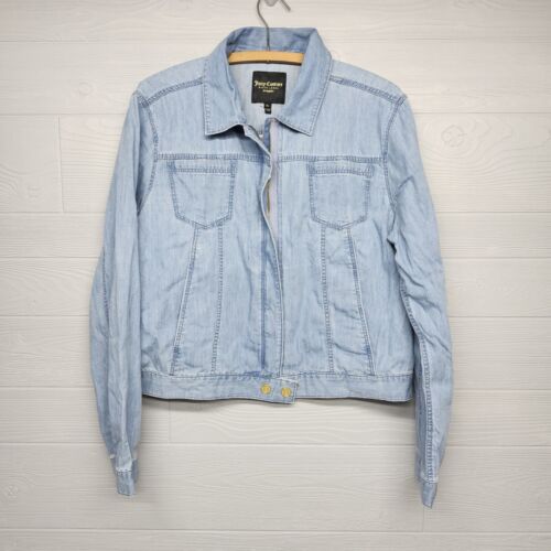 Juicy Couture Denim Chambray Bomber Jacket Womens Size XL NWT