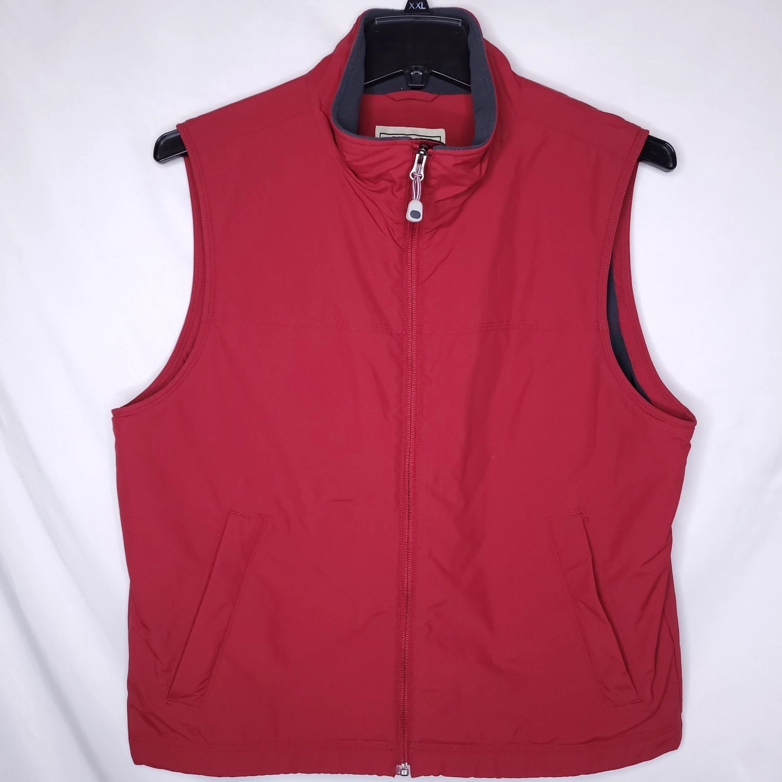 LL Bean Fleece Lined Vest Mens Medium Red Full Zip Outdoor Camping