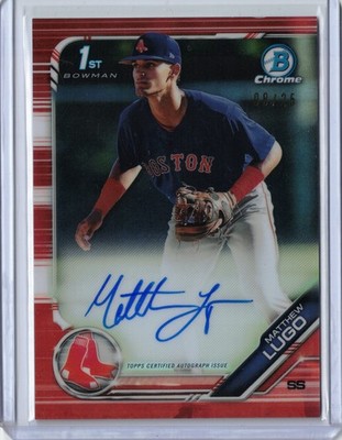 2019 Bowman Chrome Draft Matthew Lugo CDA-ML Orange Refractor /25 Auto Bowman