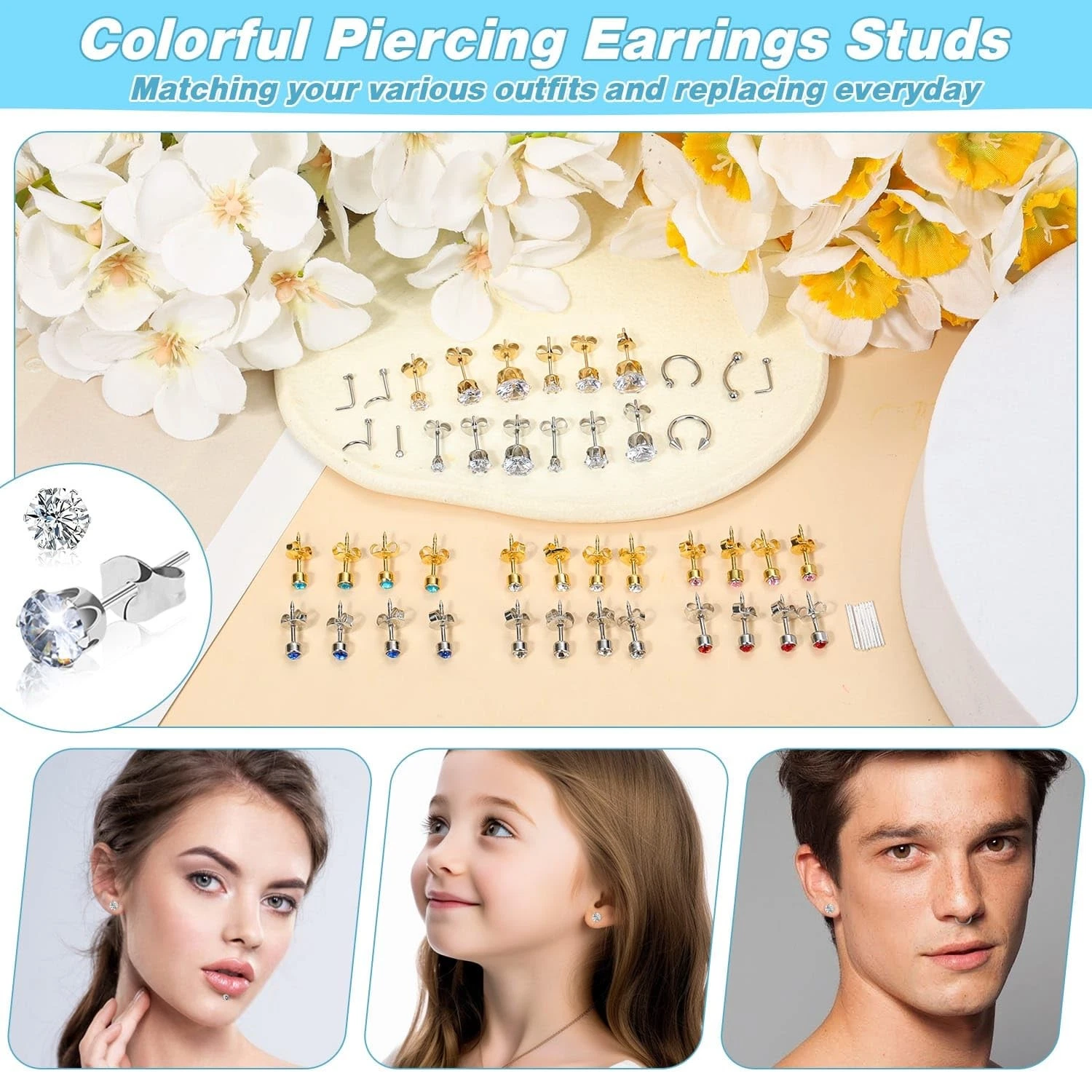 Professional Ear Piercing Gun Kit, Reusable Ear Piercing Machine with Colorful C - product detail image 3