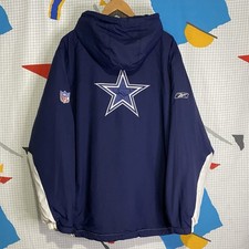 Vintage Dallas Cowboys Reebok Jacket Coat Large 90s Y2K NFL Hooded Puffer Retro