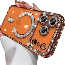 Glitter Bling Diamond Mag-Safe Case For iPhone 17 Pro Max 17 Full Camera Cover