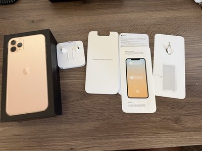 Apple iPhone 11 Pro Max 64GB Gold ~ BOX ONLY ~ with Paperwork & Headphones