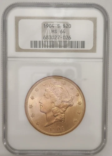 1904-S $20 Gold Double Eagle Liberty. NGC MS64. AWESOME Coin!