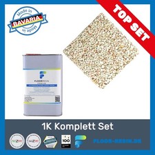Steinteppich SET  mit 1K PREMIUM Bindemittel + 25 kg Marmorkiesel Bianco Verona