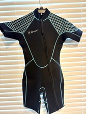 Zifumei Wetsuit Women's Small Shorty Full Zipper Black Wet Suit Short Sleeves