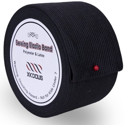 Knit Elastic Bands 2 Inch x 7 Yards for Sewing Waistband Black Color