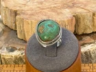 Vintage Navajo Old Pawn Sterling  Silver Turquoise Rope Ring sz 5--2436.25