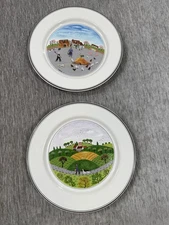 Villeroy & Boch Naif Salad Plates Set of 2 8 1/4" Country Side Farm Life Lot