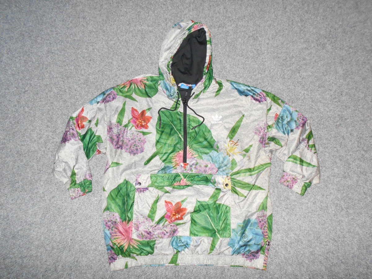 2015 ADIDAS AJ8875 FLORAL ALL OVER PRINT 1/2 ZIP WOMENS XL HOODED