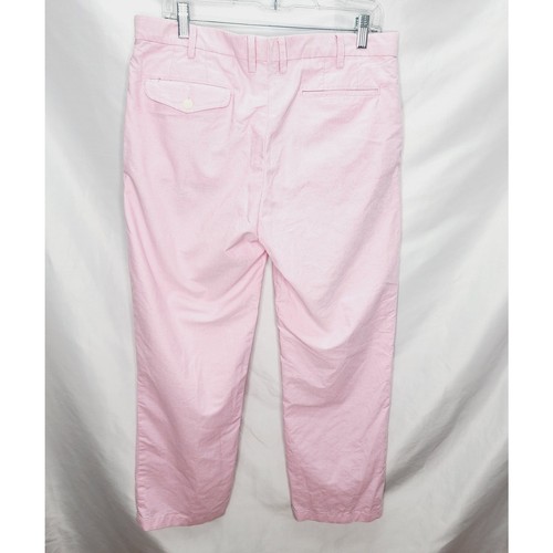 Vintage Polo Ralph Lauren Pink Cotton Preppy Men's Flat Front Casual Pants - Picture 2 of 17