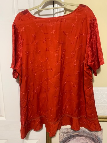 Blusa Studio 1940 taglie forti 14/16W arancione ambra ricamata manica in raso NUOVA - Foto 11 di 12