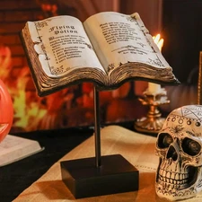 Bshine Halloween Spell Book Decor Tabletop Stand Resin 11.4'' Tall, Wizard Wi...
