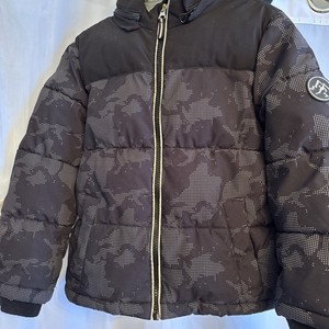 MEMBERS MARK Boys SZ 5 Puffer Jacket Black Warm Removable Hood Coat Fleece