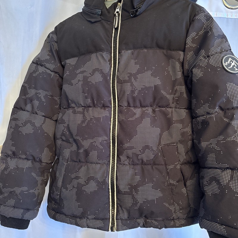 MEMBERS MARK Boys SZ 5 Puffer Jacket Black Warm Removable Hood Coat Fleece