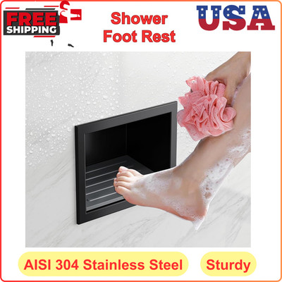 Shower Foot Rest For Shaving Legs, 304 Stainless Steel 5.9'' x 4.8'' Matte Black