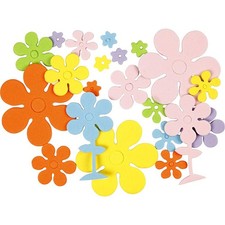 EVA Foam Shapes, size 10-60 mm, thickness 2 mm, asstd colours, flowers, 100asstd