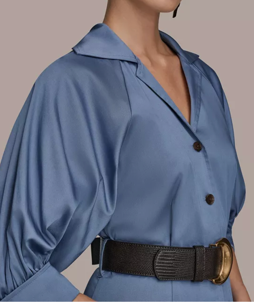 NWT Donna Karan New York Collared Belted Midi Dress, 8, Blue Tempest, $199  | eBay