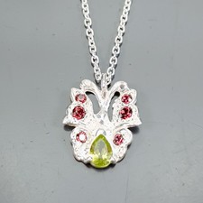 Handmade Natural Peridot Necklace 925 Sterling Silver 17"/N26608