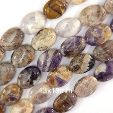 18mm natural amethyst flat oval beads 15.5" strand