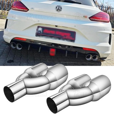 2.5'' Inlet 3.5'' Outlet 9.5'' Long Dual Exhaust Pipe For Volkswagen Scirocco R