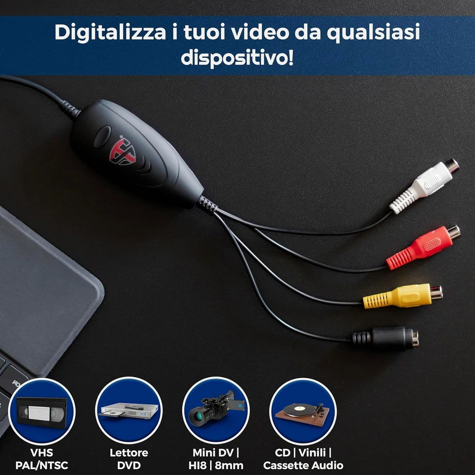 Video Grabber VHS 2025 | Convertitore Analogico Digitale | USB 2.0 PC Converter  - Immagine 3 di 4