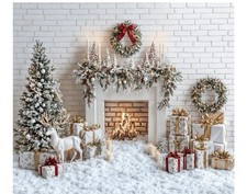10x8ft Christmas Backdrops for Photography Xmas Tree Background White