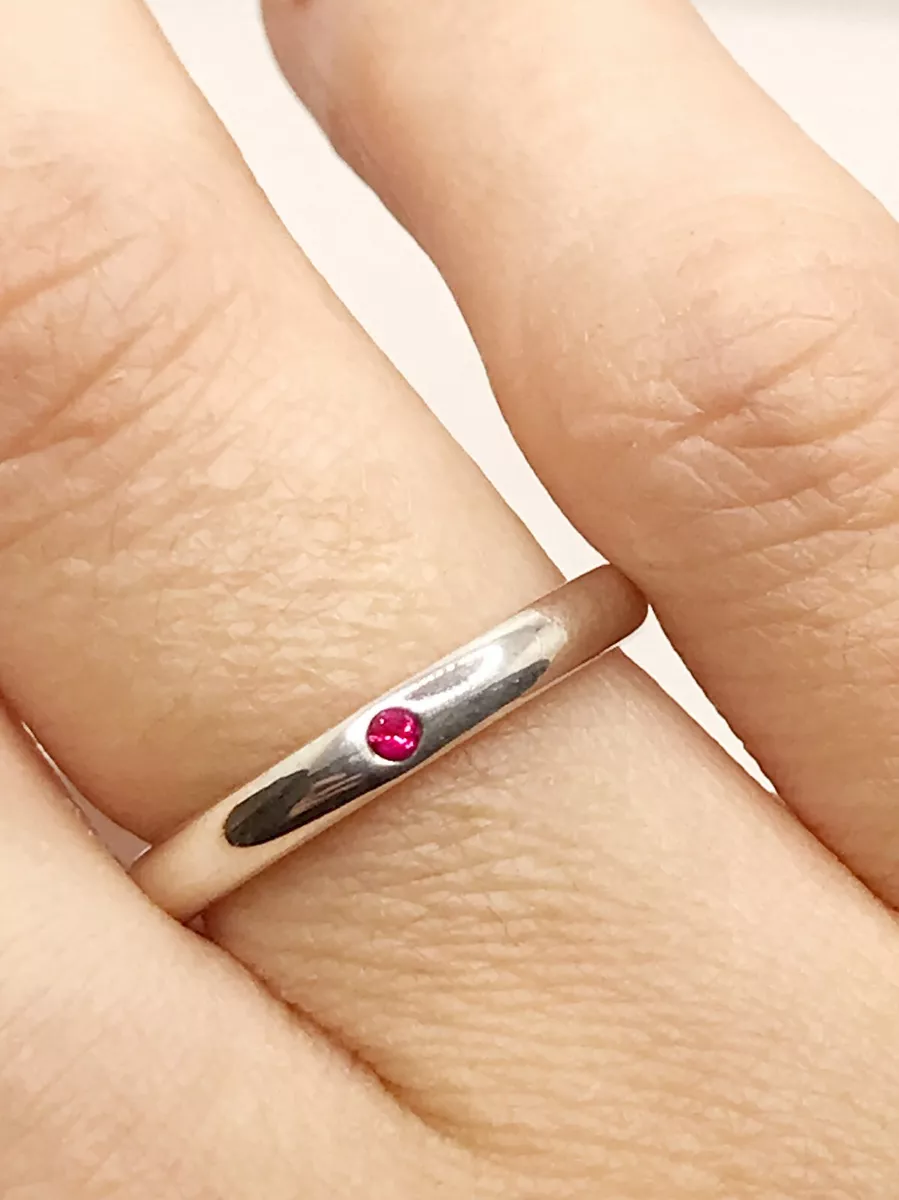 Tiffany Co. Elsa Peretti SS Ruby Stacking Band Ring Size 6 eBay