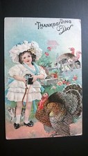 Antique Embossed Postcard 1911 "THANKSGIVING DAY " Made in USA