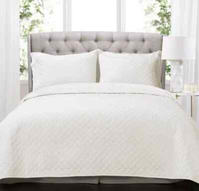 3pc Ava Diamond Oversized Cotton Quilt Set - Lush Décor- Full/ Queen 
