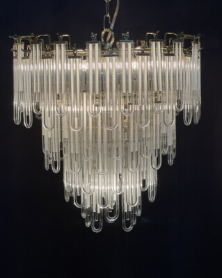 Vintage Murano Italian Blown Crystal Glass Rod Brass Wedding Cake