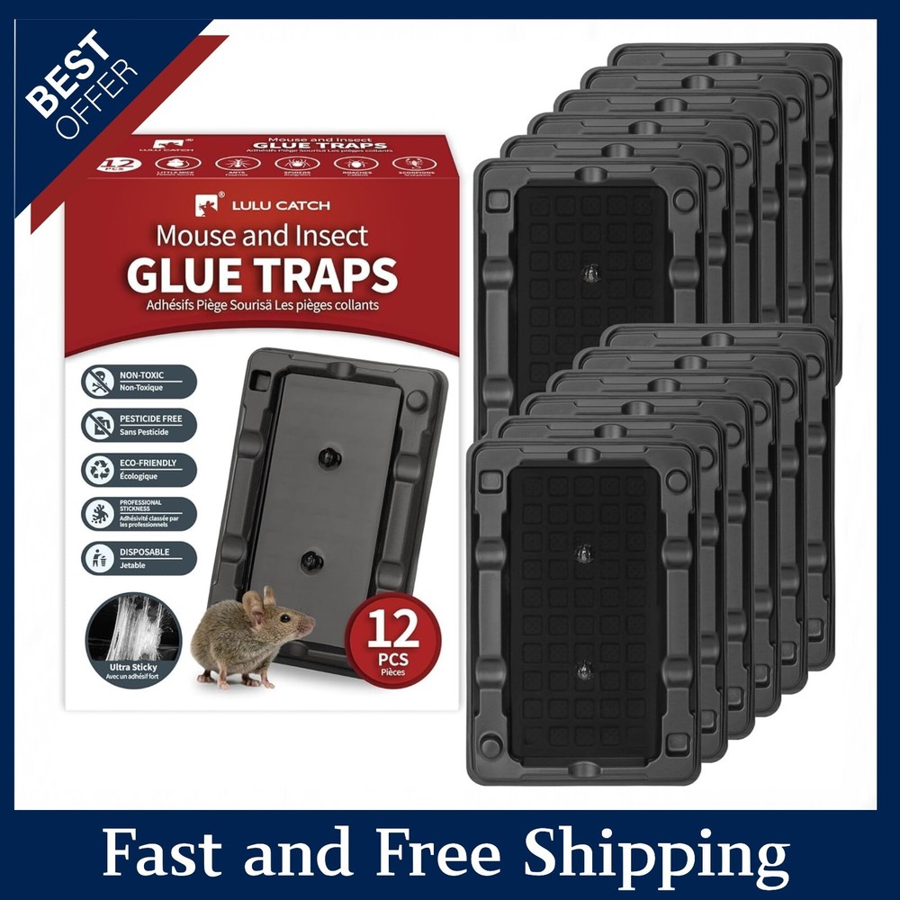 Mouse & Insect Traps 12 Pack, Heavier Sticky Traps with Non-Toxic Glue for Mice