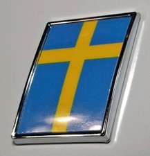 Volvo 1 Swedish Flag Hard Chrome Badge Slash Emblem Sweden