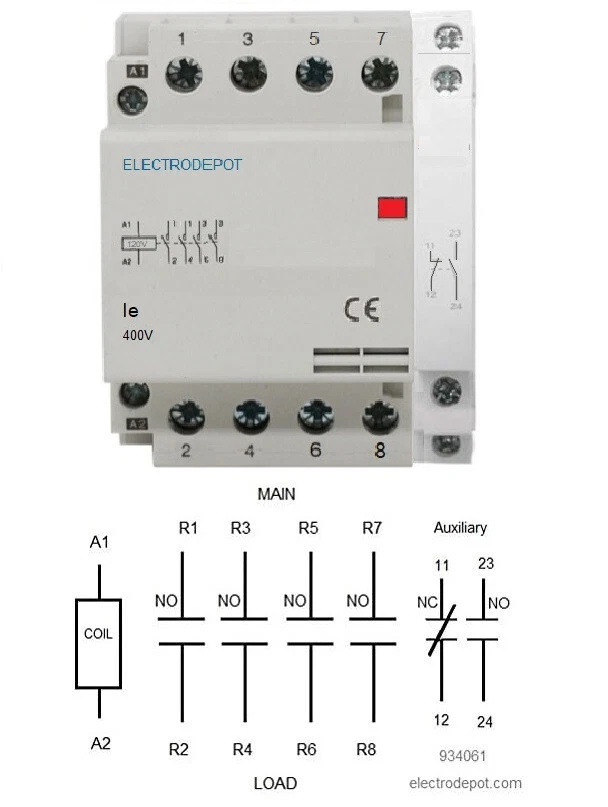 40A Contactor 4 Pole 50A N/O Silent Coil 120VAC Aux Contact NO/NC FREE DIN Rail - Image 3 of 4