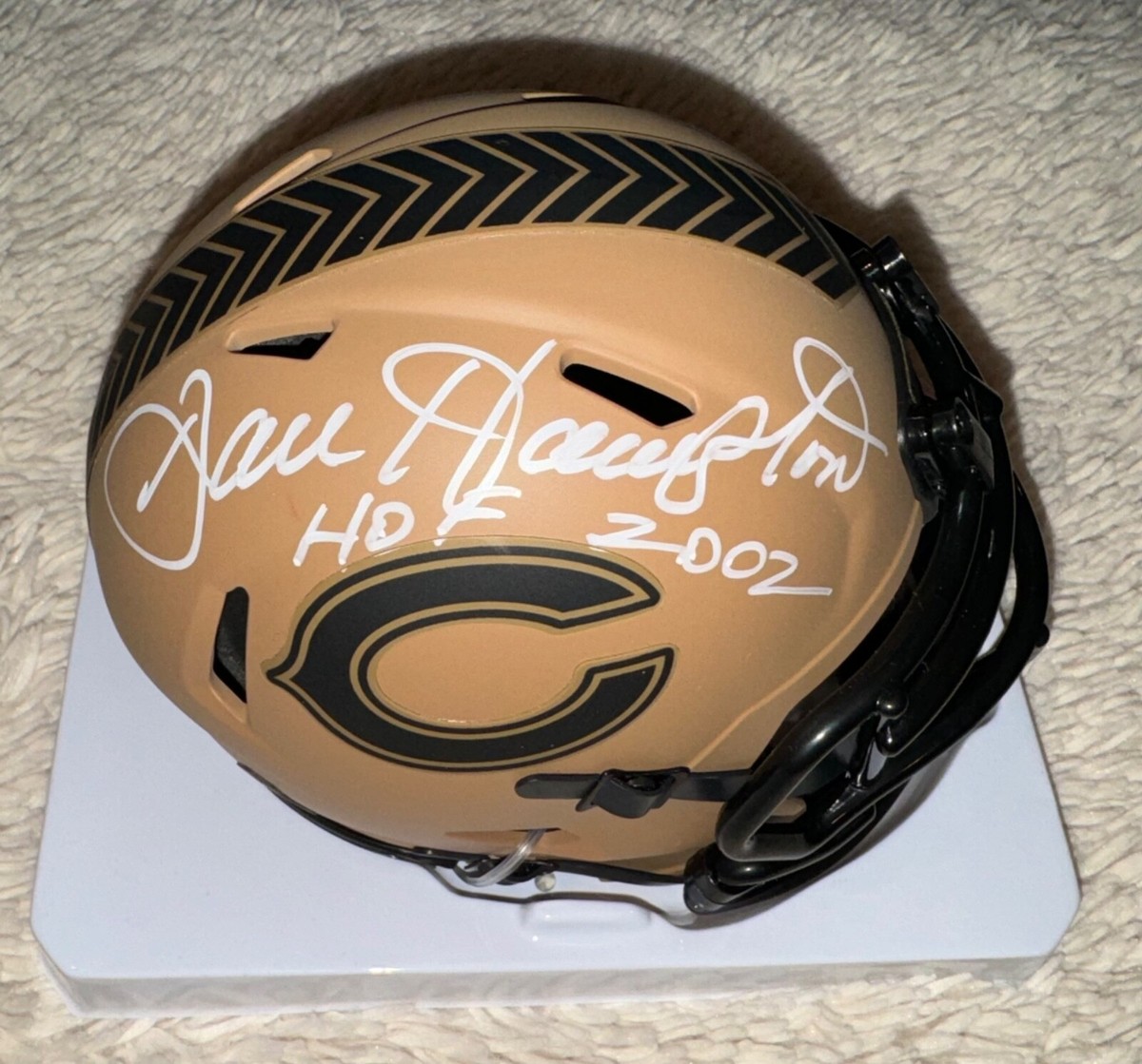 DAN HAMPTON Signed Auto Chicago Bears Mini Helmet HOF 2022 PHOTO