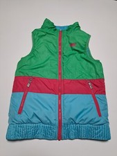 Nike Vintage Girls Small Reversible Vest Zipper Pockets Puff Green Pink Blue