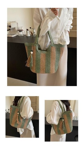 Woven Grass Shoulder Bag Women Large Capacity Beach Tote Summer 2025 Handbag - Picture 10 of 27