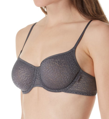 DKNY DK4019 Modern Lace Unlined Demi Bra 36C w/ Underwire Dark Gray NWT