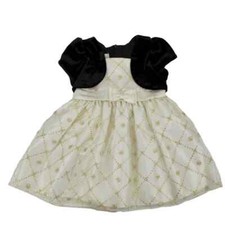 American Princess 24 Months Velvet Tulle Party Dress Birthday Black Gold Cream